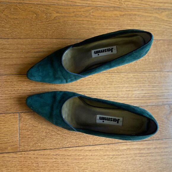 Jasmin Hunter Green Suede Pumps - Size 8 B - Picture 3 of 7